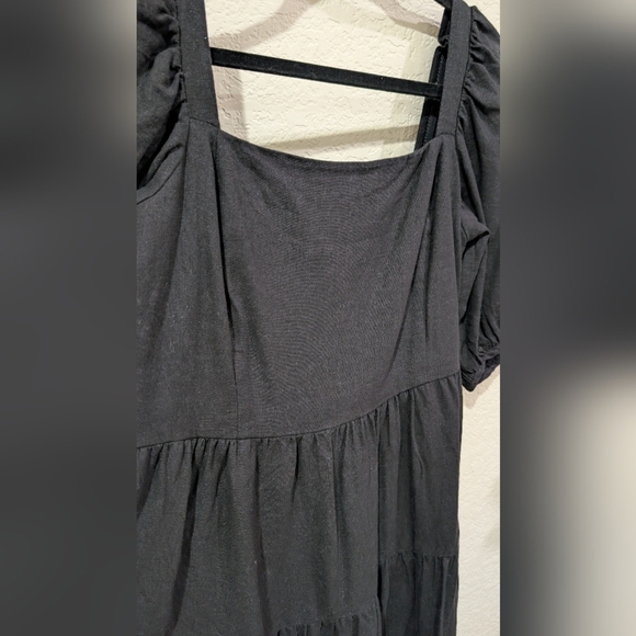 House Of Harlow Cotton Tiered Black Puff Sleeve Dress - Picture 5 of 7